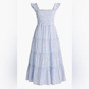 J. Crew Smocked Tiered Midi Dress